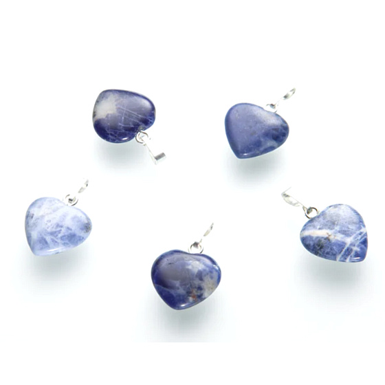 Sodalite Heart pendant natural stone 15 mm, 1 piece, stone communication