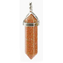 Goldstone gold pendulum hexagon pendant 41 x 13 mm, stone of ambition