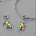 Charm Sterling silver 925 Luminous - Roller skates with violin key, pendant on bracelet sport