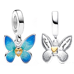 Charm Sterling silver 925 Butterfly, animal bracelet pendant