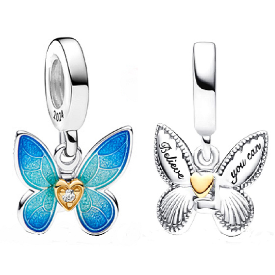 Charm Sterling silver 925 Butterfly, animal bracelet pendant
