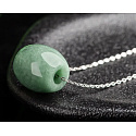 Jade Burmese green natural stone bead on leather 1.5 x 1.4 cm, love luck