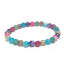 Agate multicoloured facet chakrt bracelet elastic natural stone, ball 6 mm / 16 - 17 cm