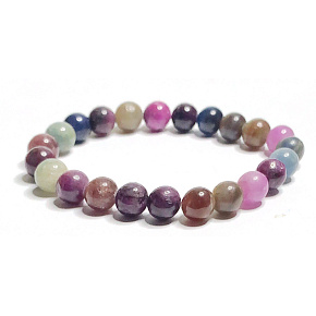 Ruby and Sapphire bracelet elastic natural stone, ball 8 mm / 16 - 17 cm