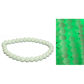 Jade Luminois Light Phosphorescent, yellow glow in the dark, bracelet elastic natural stone, bead 6 mm / 16 - 17 cm