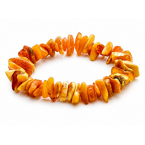 Amber Baltic honey / gold bracelet elastic chopped natural, 16 - 17 cm, solidified sunlight