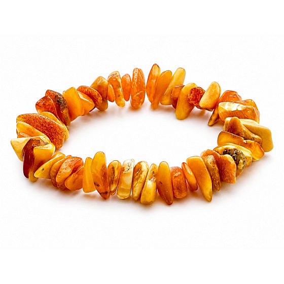 Amber Baltic honey / gold bracelet elastic chopped natural, 16 - 17 cm, solidified sunlight