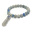 K2 Azurite in Granite + Blue eye in feather bracelet elastic natural stone ball 8 mm / 16 - 17 cm