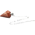 Jasper red pendulum natural stone 2,5 cm + 18 cm chain with bead, full care stone