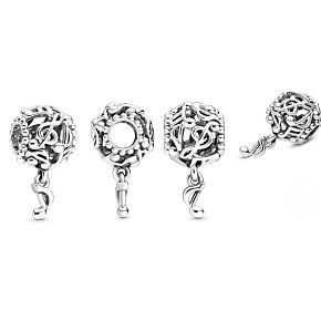 Sterling silver 925 Punched musical notes, bead on bracelet symbol