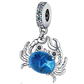 Charm Sterling silver 925 Crab blue Murano glass animal bracelet pendant