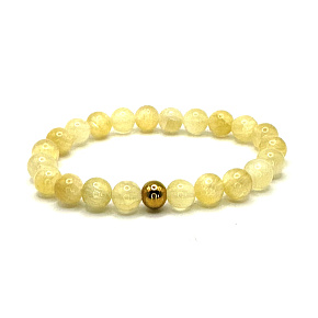 Selenite / Alabaster bracelet elastic natural stone, ball 8 mm / 16 - 17 cm, angelic energy