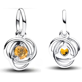Charm Sterling silver 925 Yellow eternity circle November, pendant on bracelet symbol