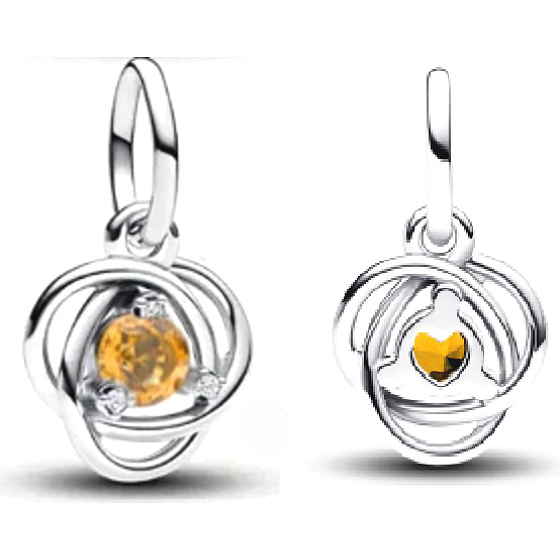 Charm Sterling silver 925 Yellow eternity circle November, pendant on bracelet symbol