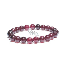 Garnet red elastic bracelet, ball 8 mm / 16-17 cm, stone of fire, love