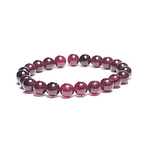 Garnet red elastic bracelet, ball 8 mm / 16-17 cm, stone of fire, love