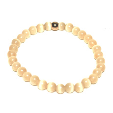 Ulexit champagne bracelet elastic natural stone, ball 6 mm / 16 - 17 cm, AAA quality