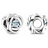 Charm Sterling silver 925 Infinity circle of eternity March water blue, bead for bracelet