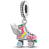Charm Sterling silver 925 Roller skates with disco style wings, pendant on bracelet interests