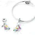 Charm Sterling silver 925 Luminous - Roller skates with violin key, pendant on bracelet sport