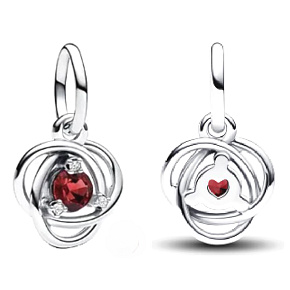 Charm Sterling Silver 925 Red Dark Circle Eternity January, Pendant Bracelet Symbol Charm Sterling Silver 925 Red Dark Circle Eternity January, Pendant Bracelet Symbol