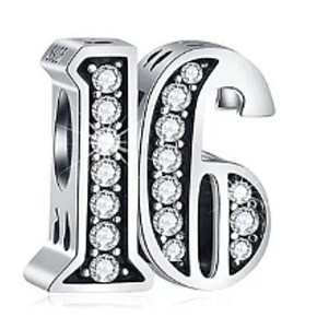 Charm Sterling silver 925 16 anniversary, bead on bracelet