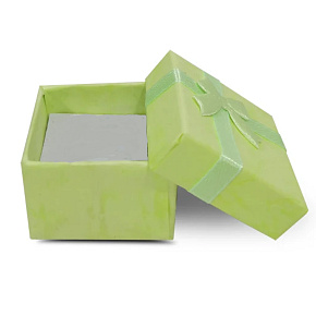 Gift box with jewelry sponge and light green ribbon 4 x 4 x 2.5 cm 1 piece