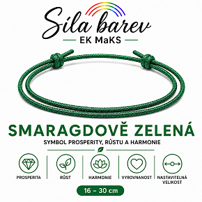 Šňůrkový náramek Síla barev – Smaragdově zelená | Symbol prosperity, růstu a harmonie | nastavitelný 16 - 30 cm