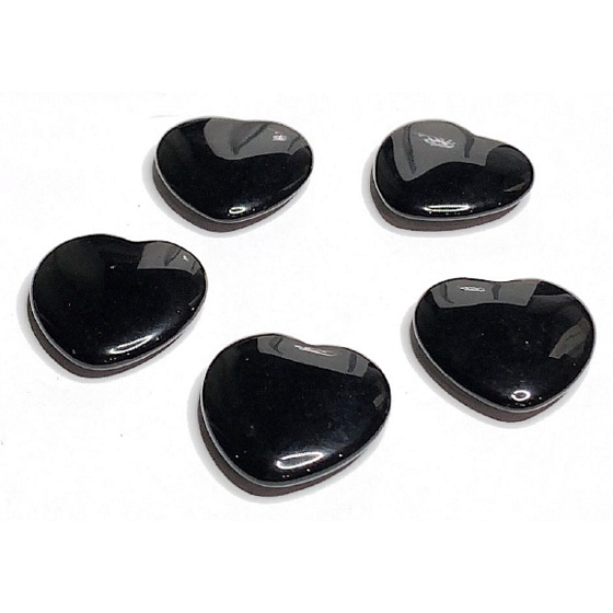 Obsidian black Hmatka, healing gemstone in the shape of a heart natural stone 3 cm 1 piece, stone of salvation