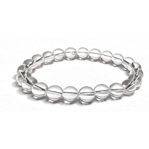 Crystal clear bracelet elastic natural stone, bead 8 mm / 16 - 17 cm, stone stones