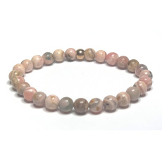 Rhodochrosite bracelet elastic natural stone, ball 6 mm / 16 - 17 cm, large heart healer