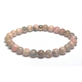 Rhodochrosite bracelet elastic natural stone, ball 6 mm / 16 - 17 cm, large heart healer