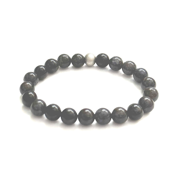Cordierite / Iolid bracelet elastic natural stone, ball 8 mm / 16 - 17 cm, Viking stone - compass