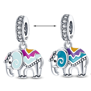 Charm Sterling silver 925 Thermo - Elephant bringing good luck, animal bracelet pendant Charm Sterling silver 925 Thermo - Elephant bringing good luck, animal bracelet pendant