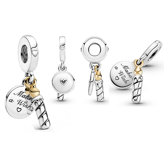 Charm Sterling silver 925 Birthday candle, 2in1 birthday bracelet pendant