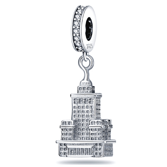 Charm Sterling silver 925 Poland Palace of Culture and Science, travel bracelet pendant