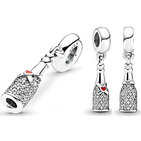 Charm Sterling silver 925 Bottle of champagne - time of celebration, anniversary bracelet pendant