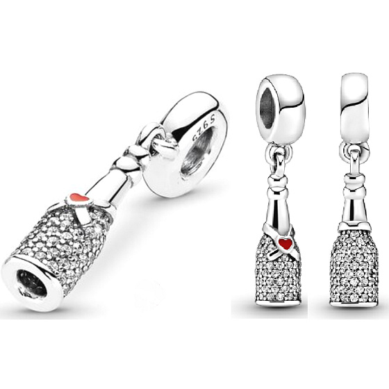 Charm Sterling silver 925 Bottle of champagne - time of celebration, anniversary bracelet pendant