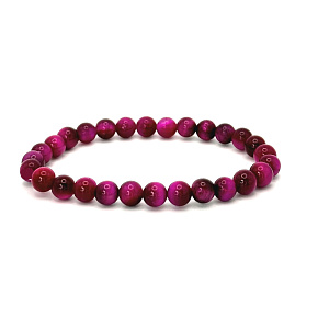 Tiger eye pink bracelet elastic natural stone, ball 6 mm / 16-17 cm, stone of the sun and earth, brings luck and wealth