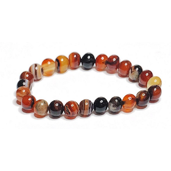 Agate yellow fire bracelet elastic natural stone, ball 8 mm / 16 - 17 cm