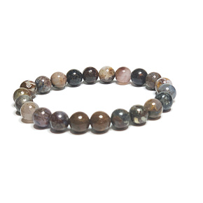 Pietersit multi bracelet elastic natural stone, ball 8 mm / 16-17 cm, stone with stormy elements