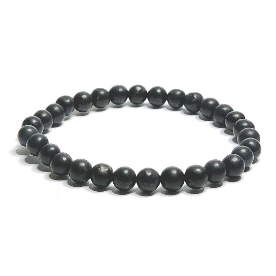 Shungite bracelet elastic natural stone, ball 6 mm / 16 - 17 cm, stone of life
