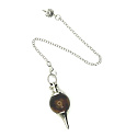 Tiger eye pendulum natural stone for dowsing, divination round bead 2 cm x 4 cm, stone of the sun and earth, brings luck and wealth