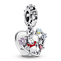 Sterling silver 925 Disney Winnie the Pooh and Piglet - It's not what we have, but who we have, 2in1 heart pendant for bracelet