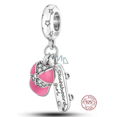Sterling silver 925 Skateboard, 2in1 cap, sport bracelet pendant
