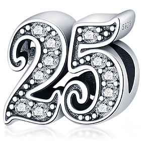Charm Sterling silver 925 25 anniversary, bead on bracelet Charm Sterling silver 925 25 anniversary, bead on bracelet