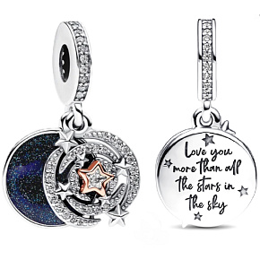 Charm Sterling silver 925 Two-tone shooting star 2in1, love bracelet pendant Charm Sterling silver 925 Two-tone shooting star 2in1, love bracelet pendant