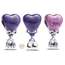 Charm Sterling silver 925 Heart and booties, Baby Girl, bead on bracelet family