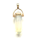 Opalit Pendulum hexagonal gold pendant synthetic stone 41 x 13 mm, hand carved, stone of wishes and hope