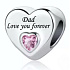 Charm Sterling Silver 925 Dad Loves You Forever Heart, Bead for Family Bracelet